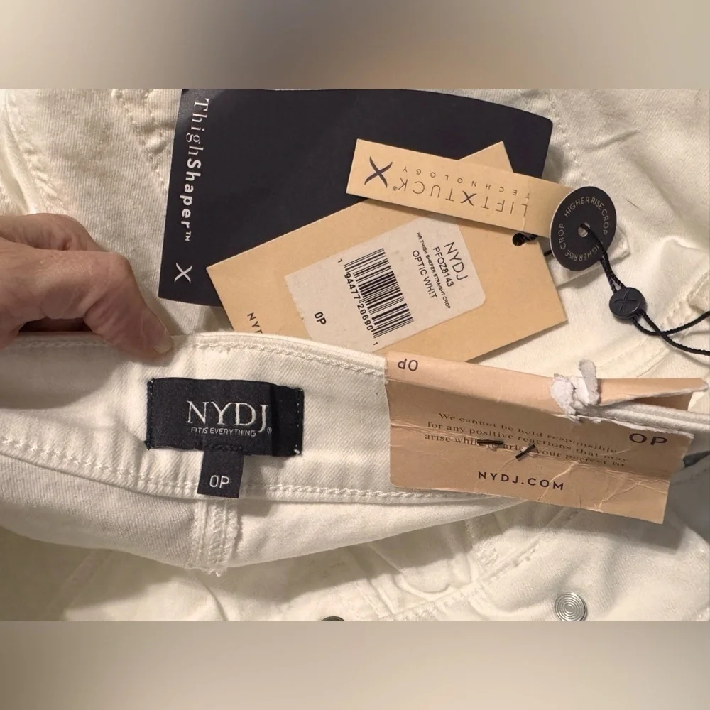 NYDJ Thigh Shaper Crop Jeans in Optic White - Picture 6 of 7